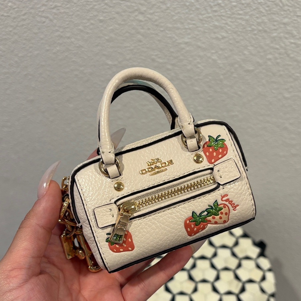 Coach White Mini Bag with Strawberry Accents
